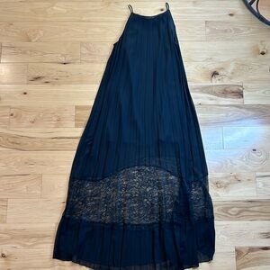 BCBGeneration Black Maxi Pleated Lace Dress | Size Medium